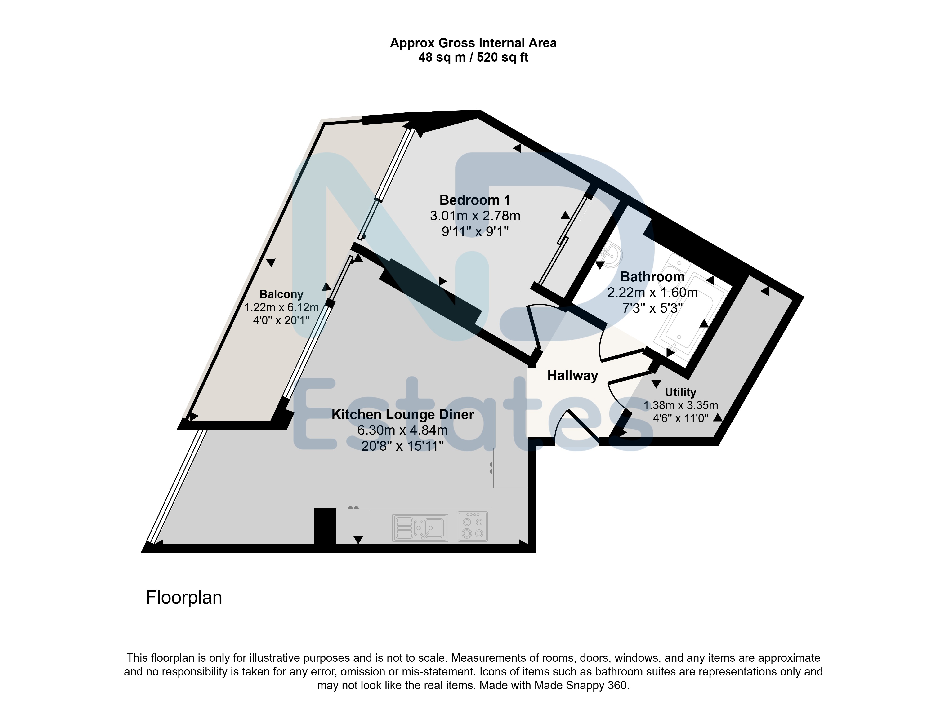Floor plan for St Helier - One Bedroom Apartment at Horizon East
