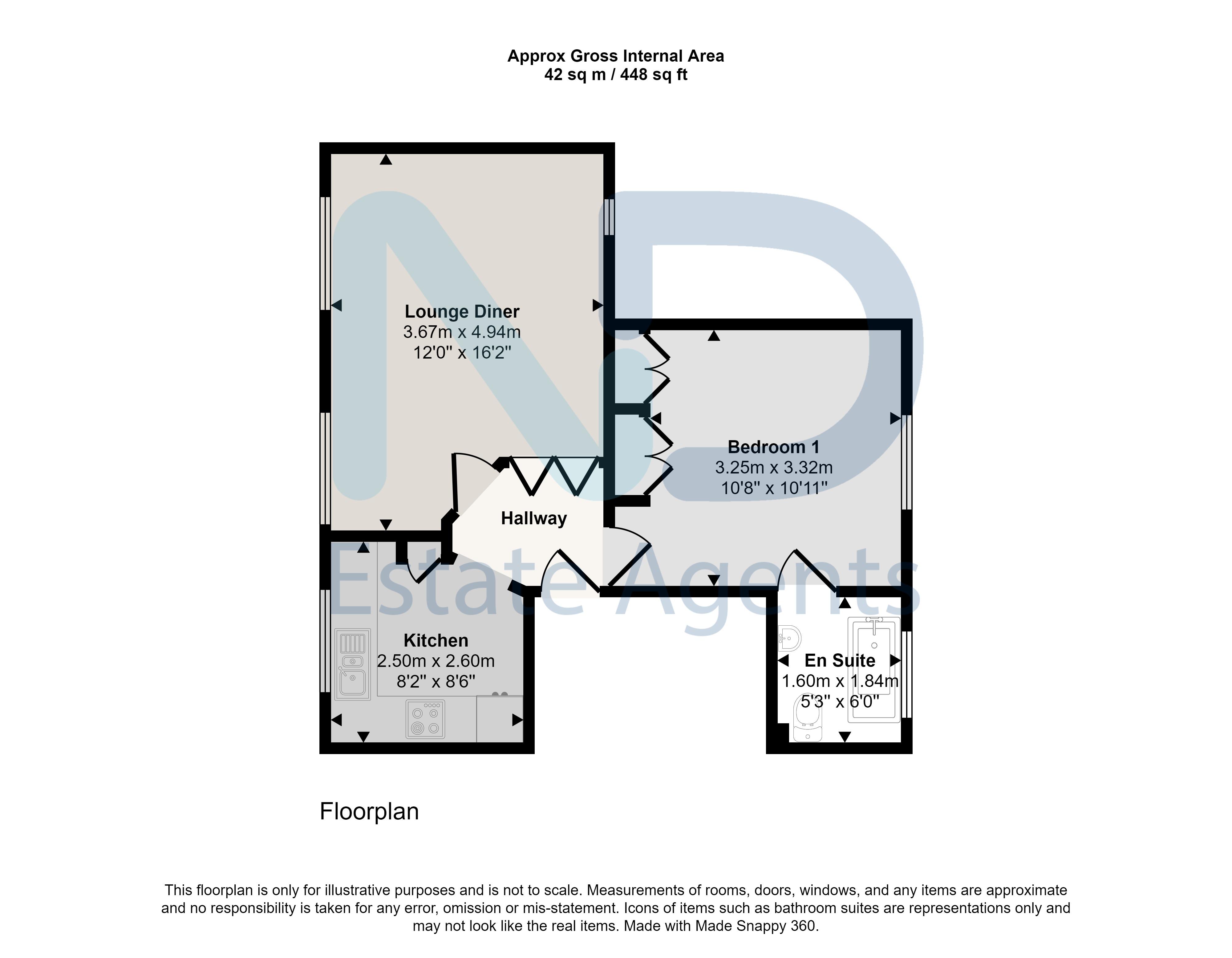 Floor plan for St Helier - One Bedroom Top Floor Apartment with Parking