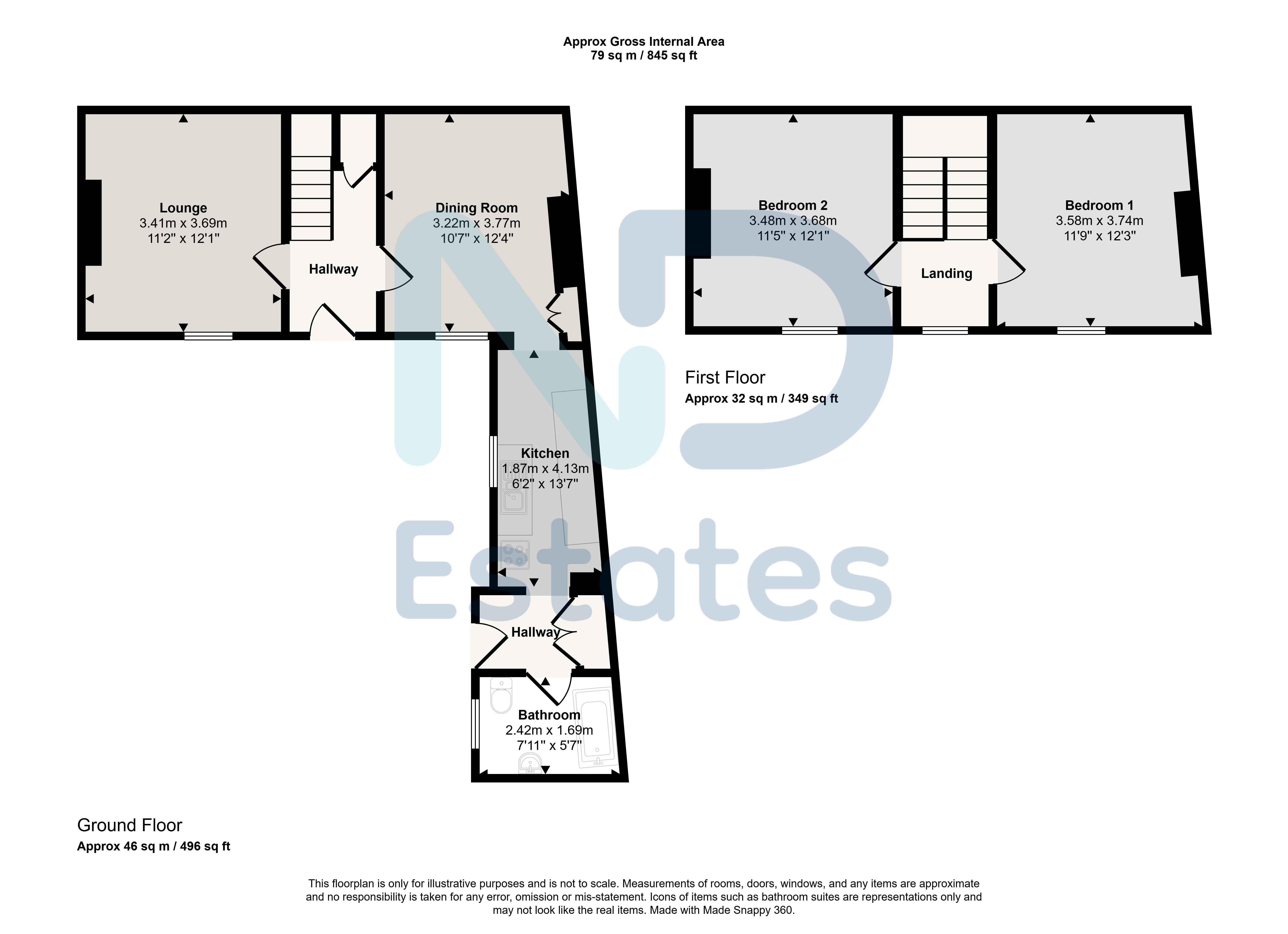 Floor plan for St Helier - Two Bedroom Cottage with Garden and Parking