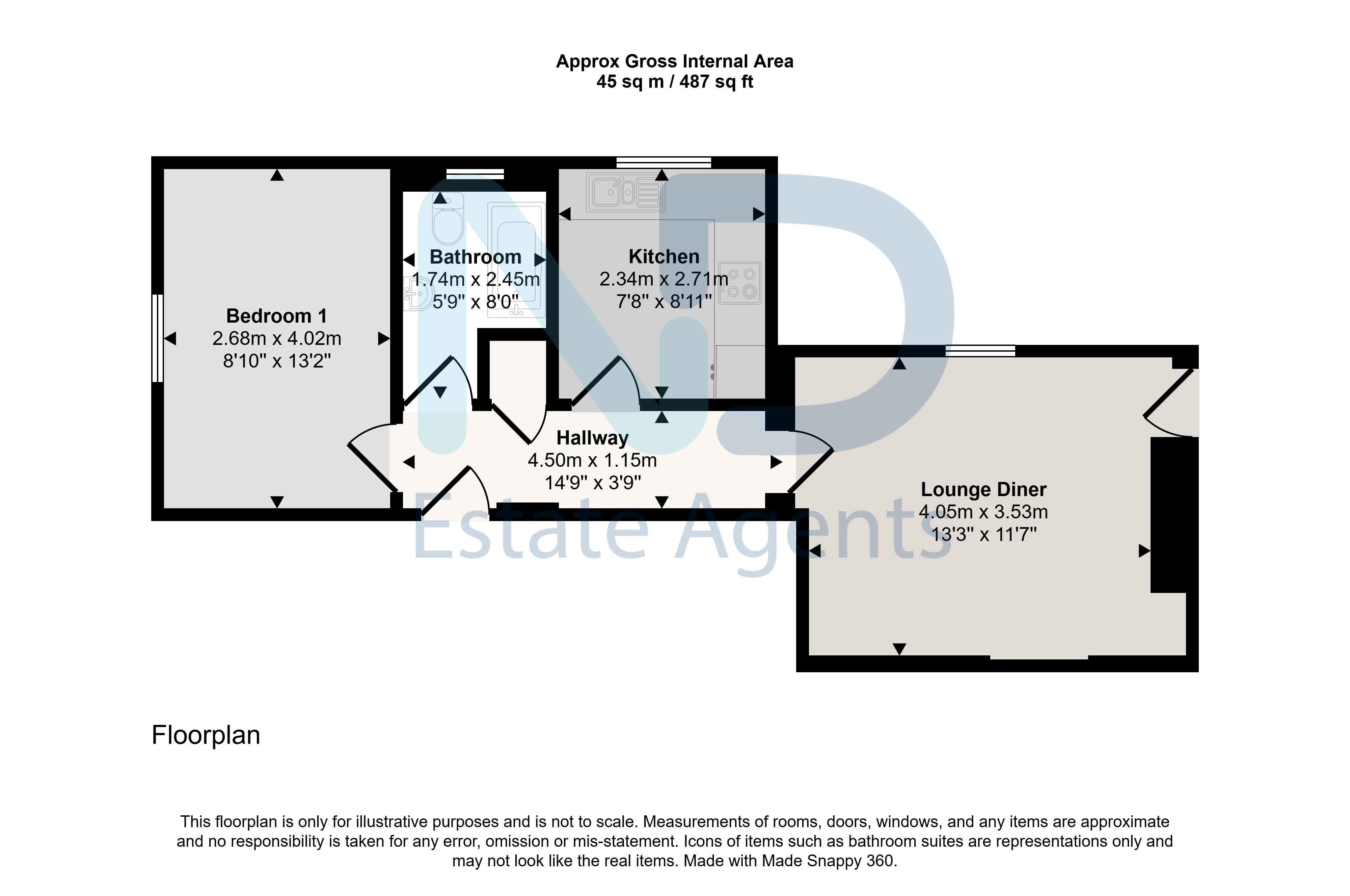 Floor plan for St Helier - One Bedroom Apartment with Parking