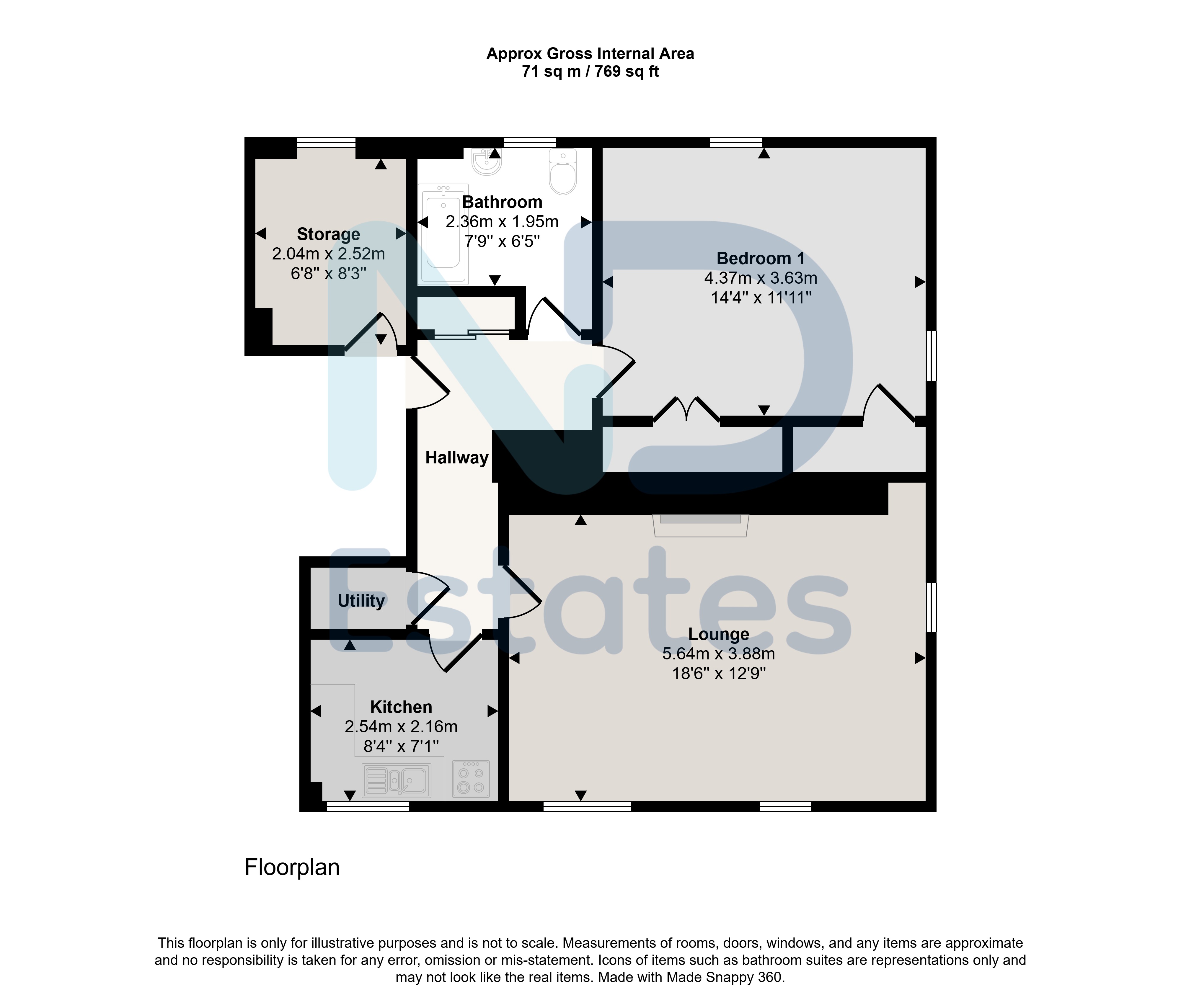 Floor plan for St Helier - Spacious One Bedroom Apartment with Storage in Town - First Time Buyers Only