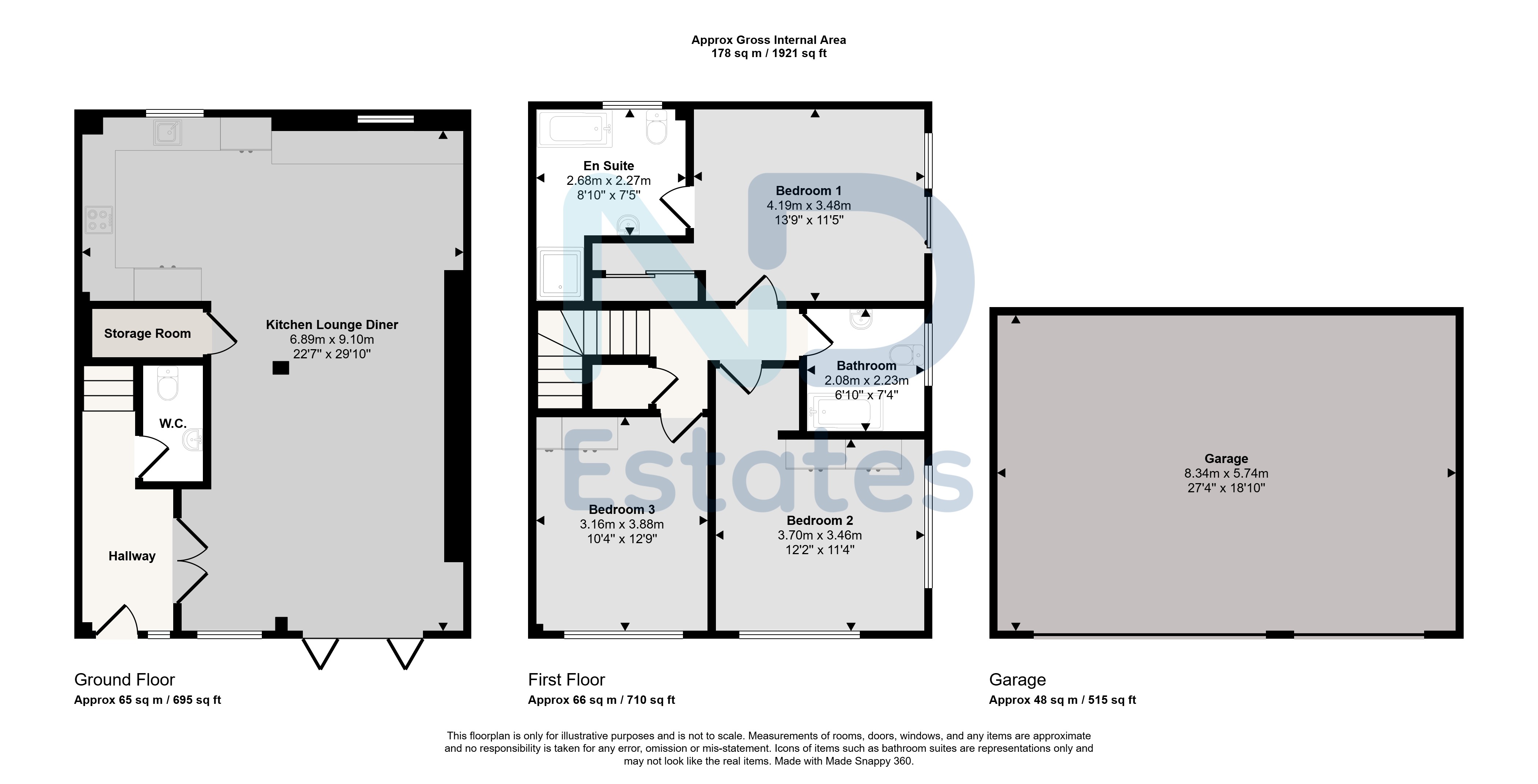 Floor plan for St Peter - Three Bedroom Modern Home with Triple Garage, Parking and Large Gardens