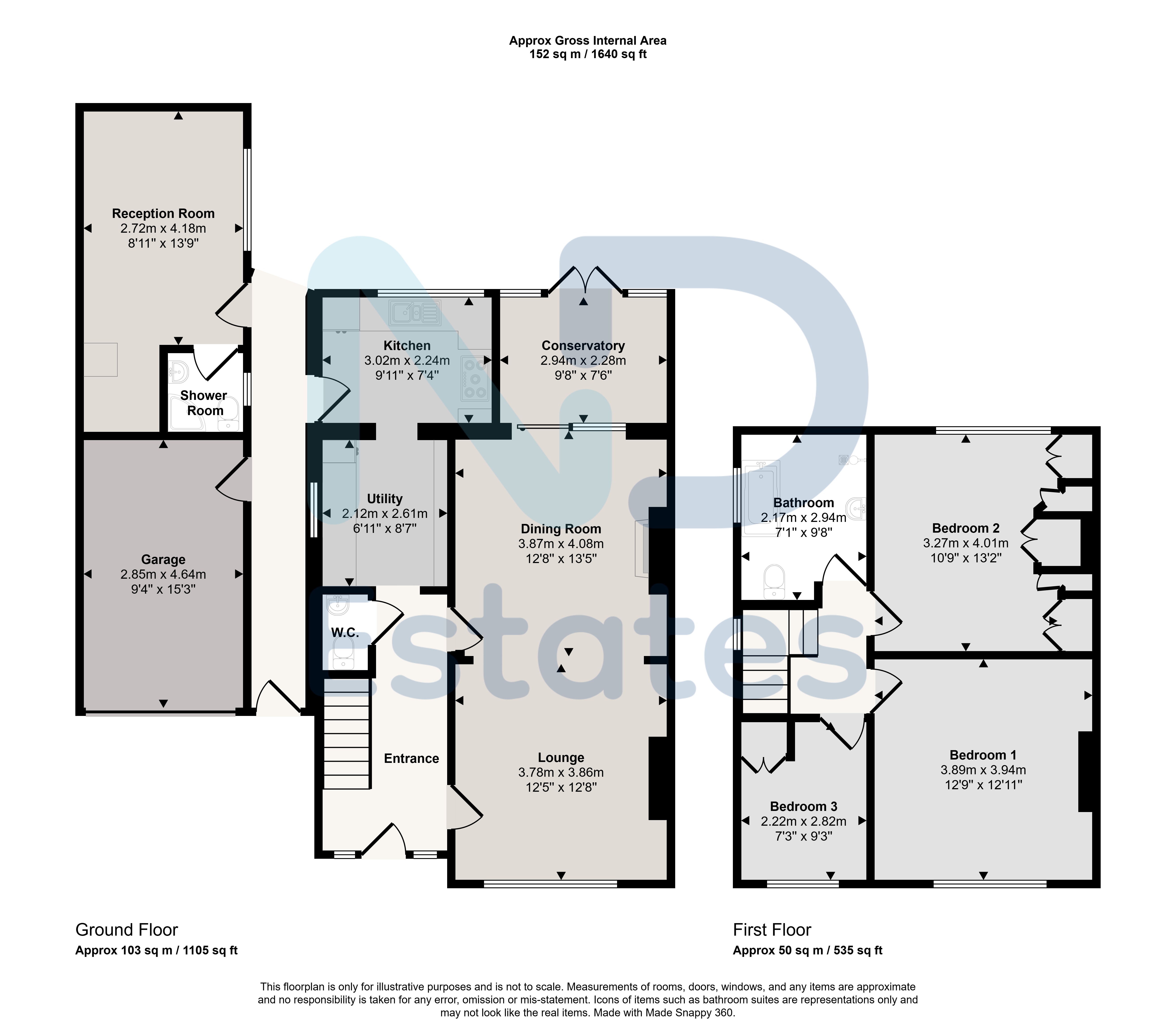 Floor plan for St Helier - Three Bedroom Home with Garden, Garage and Parking
