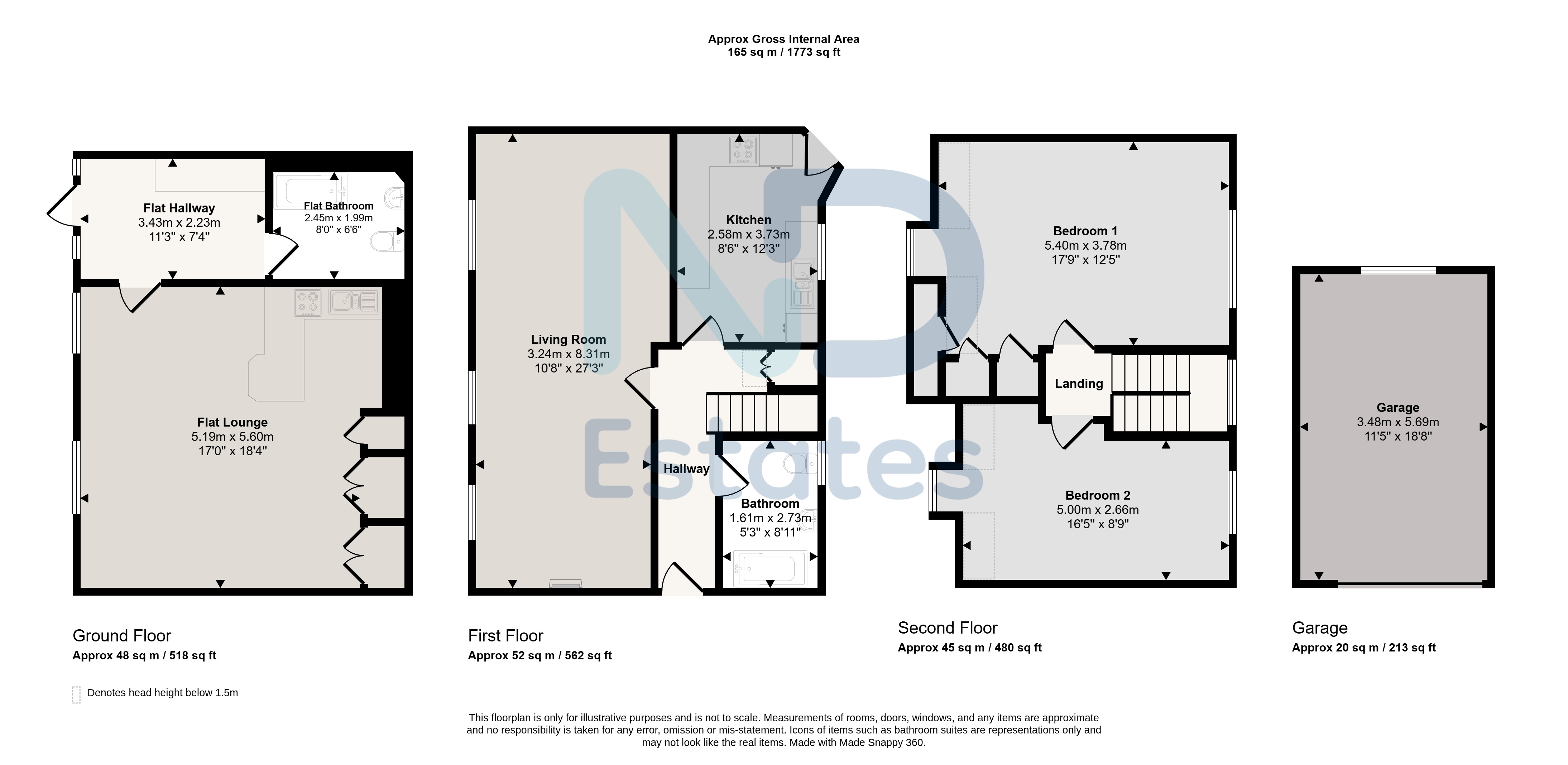 Floor plan for St Helier - Two Bedroom Home in Small Close with Parking and Gardens