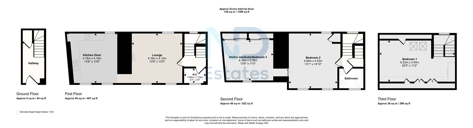 Floor plan for St Helier – Beautiful 2 Bedroom Terraced Town House